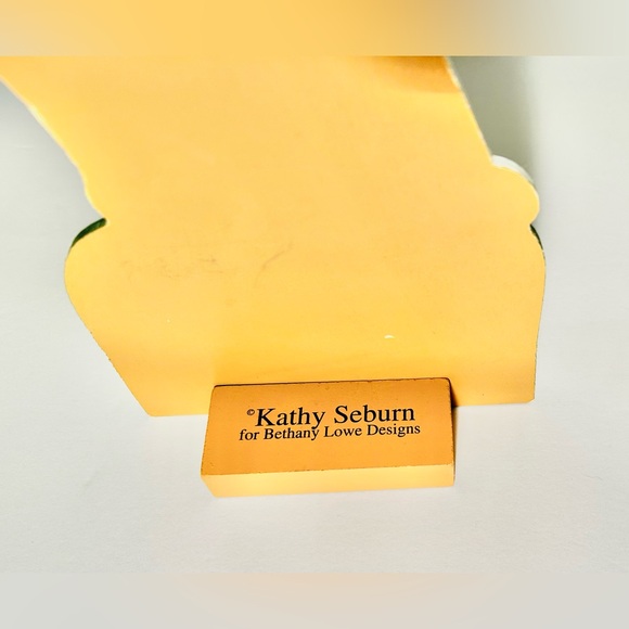 Bethany Lowe White Rabbit in Red Coat w/ Easter Basket Wooden Display Figure - Picture 2 of 6